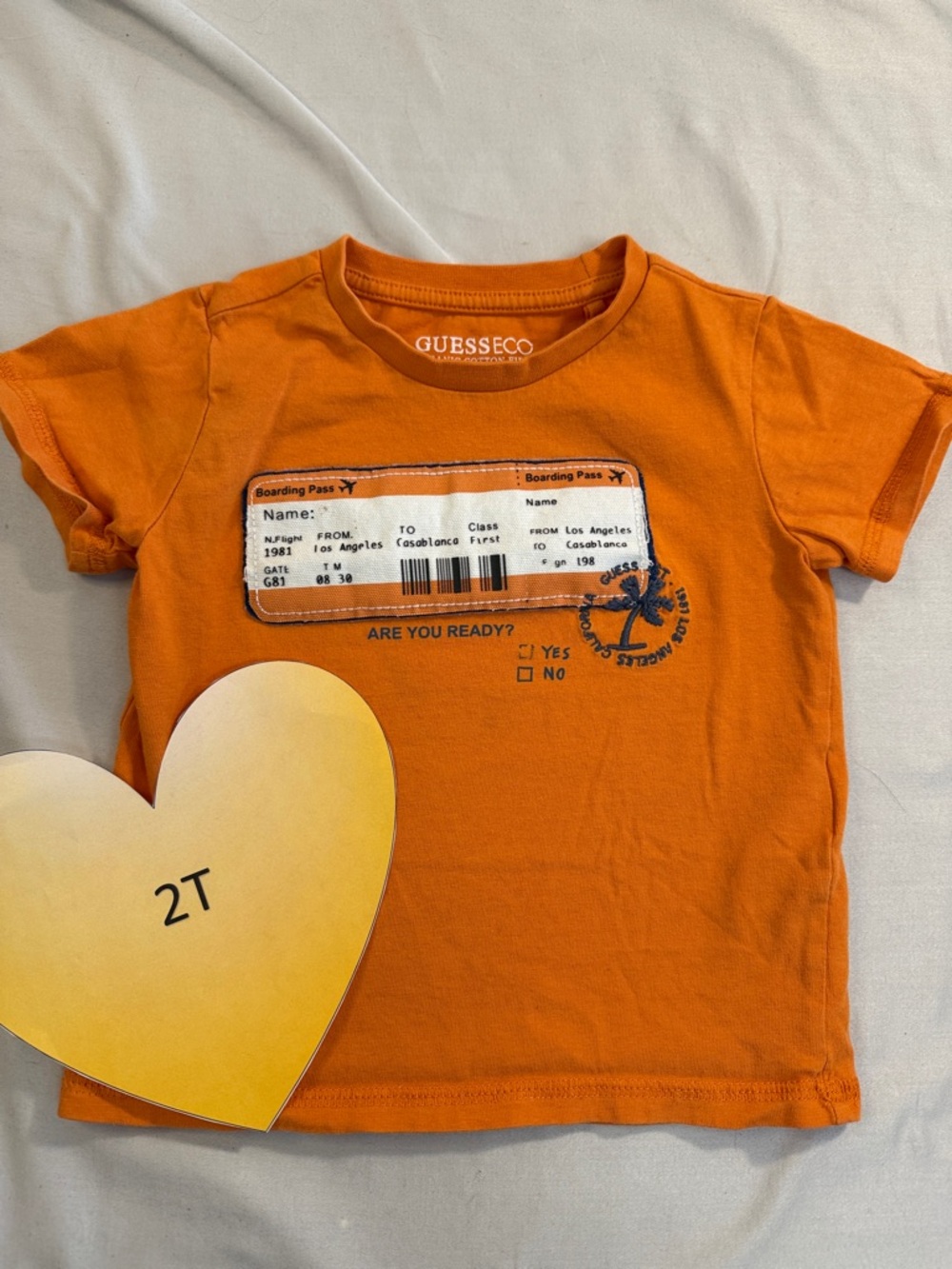 Guess - Orange Boarding Pass Short Sleeve Graphic Tee